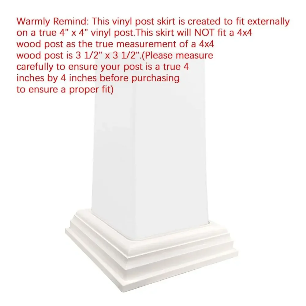 True 4 * 4Inch 2 Packs Split Style Vinyl Fence Post Skirt/White Color PVC Post